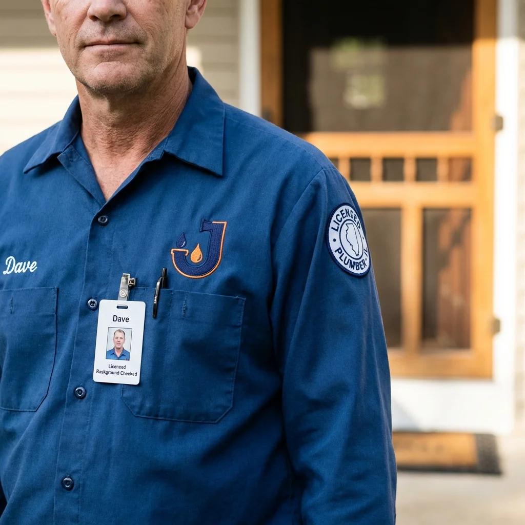 Licensed plumber showing ID badge in Brocton, NY