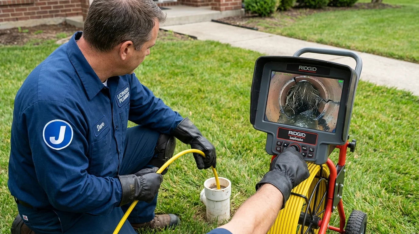 Sewer camera inspection being performed by Johns Plumbing LLC in Brocton